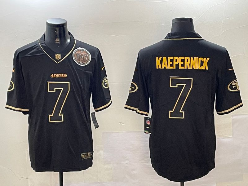 Men San Francisco 49ers #7 Kaepernick Black Gold Throwback 2024 Nike Limited NFL Jersey style 2
